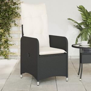 Tuinstoelen 2 st verstelbaar met kussens poly rattan zwart