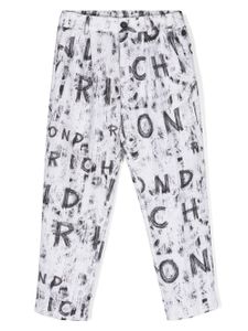 John Richmond Junior pantalon à imprimé graffiti - Blanc