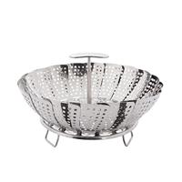 Witte groentesieder 18-26 cm met telescoophandvat, roestvrij staal, zilver, 27,5 x 27,5 x 10,5 cm