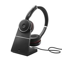 Jabra Evolve 75 MS Wireless Stereo On-Ear Headset – Microsoft Certified Headphones With Long-Lasting Battery and Charging Stand – USB Bluetooth Adapter – Black
