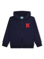 Kenzo Kids hoodie zippé à patch logo - Bleu