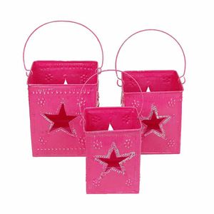 Theelichthouders Aluminium Roze (Set van 3)