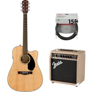 Fender CD-60SCE Natural elektrisch-akoestische westerngitaar + versterker + kabel