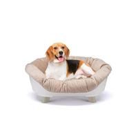 Ferplast Honden- en kattenbed met kussen, wasbaar honden- en kattenbed, gerecycled plastic, verhoogd bed voor kleine honden, ademend en antislip, SOFA' THRONE 73 x 55 xh 32 cm, wit