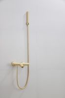 Badkraan SaniClear Brass | Opbouw | Thermostaatkraan | Incl.Handdoucheset | 2-weg | hoh 15 cm | 2-knops | Rond | Messing mat