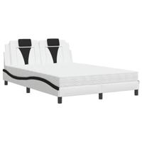 vidaXL Bed met matras kunstleer zwart en wit 120x200 cm, bed, bed ombouw, tweepersoonsbed, bedbodem, slaapkamermeubel, 2 persoonsbed, logeerbed