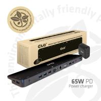 CLUB3D UNIVERSEEL USB Gen1 Type-C Triple Display Dockstation met 65 Watt voor het opladen van een lichte laptop * 1x VGA, 1x HDMI, 1x DP* ( DP ALT MODUS)