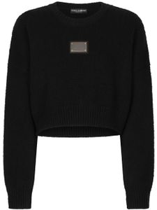 Dolce & Gabbana pull crop à plaque logo - Noir