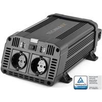 Technaxx Auto-omvormer 12V naar 230V - TÜV Rheinland gecertificeerde auto-omvormer met 2x Schuko-stekker en 2x USB-poort - Power 1200W / 2400W (piek) - spanningsomvormer TE16