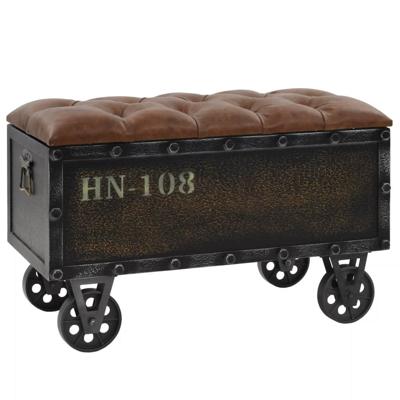 vidaXL Opslagbank 80,5x41x50 cm massief hout en kunstleer vidaXL Opslagbank 80,5x41x50 cm massief hout en kunstleer