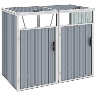 vidaXL Afvalbakberging dubbel 143x81x121 cm staal grijs vidaXL Afvalbakberging dubbel 143x81x121 cm staal grijs