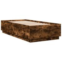 vidaXL Bedframe bewerkt hout gerookt eikenkleurig 75x190 cm, bed, bed ombouw, boxspring, bedbodem, slaapkamermeubel, eenpersoonsbed, 1 persoonsbed