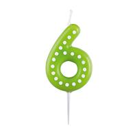 Amscan 9900916 - Cijferkaars 6 verjaardagsfeestje hoogte 6,5 cm, taartdecoratie, diverse kleuren