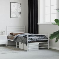 Bedframe met hoofd- en voeteneinde metaal wit 80x200 cm - thumbnail