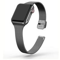 By Qubix - Milanese slim fit bandje - Zwart - Compatible met Apple Watch 38mm / 40mm / 41mm / 42mm - Compatible Apple watch bandjes