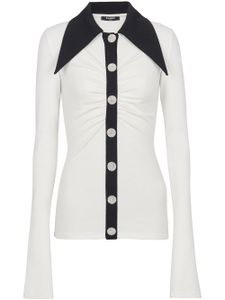 Balmain chemise à boutons strassés - Blanc