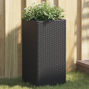 Plantenbak 30x30x60 cm poly rattan zwart