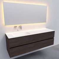 Badkamermeubel Solid Surface AQS Oslo 150x46 cm Links Wood Dark Brown Boss & Wessing - thumbnail