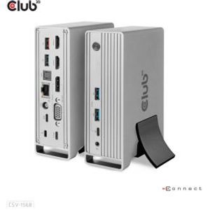 CLUB3D USB Gen2 Type-C Triple Display DP Alt mode Displaylink Dynamic PD Charging Dock met 120 Watt