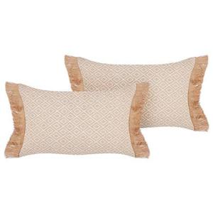 Beliani-BOATH-Sierkussen set van 2-Beige-30 x 50 cm-Polyester