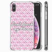 Apple iPhone Xs Max Anti Shock Case Flowers Pink DTMP - thumbnail