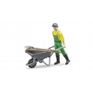 bruder bworld boer met kruiwagen en gereedschap speelfiguur 62610