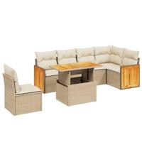 vidaXL 7-delige Loungeset met kussens poly rattan beige, tuinset, tuinmeubel, terrasset, tuinbank, terrasmeubel, loungebank, loungeset tuin