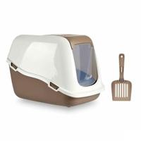 Kattentoilet, wit, beige, kunststof, 39,7 x 57 x 39 cm (6 stuks)