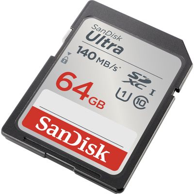 SanDisk SDXC Ultra 64GB (Class 10/UHS-I/140MB/s) SDHC-kaart 64 GB UHS-Class 1 Waterdicht, Schokbestendig