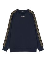 Balmain Kids sweat en coton à bande logo - Bleu