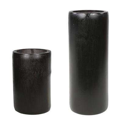 Set van 2x bamboe theelichthouders/waxinelichthouders grijs/groen 13 en 20 cm - Waxinelichtjeshouders Set van 2x bamboe theelichthouders/waxinelichthouders grijs/groen 13 en 20 cm - Waxinelichtjeshouders