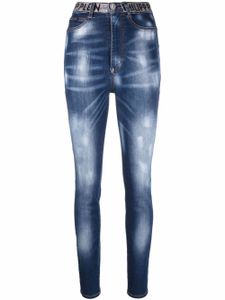 Philipp Plein legging en jean à taille haute - Bleu