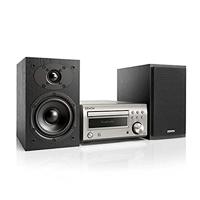 Denon D-M41 Mini HiFi-Systeem met CD-Speler, Bluetooth, Radio FM/AM-Tuner, Compact Formaat, Hoogwaardig Geluid, 2x30W, Tweewegluidsprekers met Woofer, Koptelefoonaansluiting - Zilver Zwart