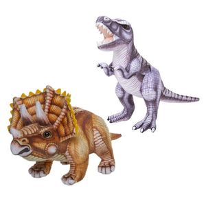 Speelgoed set van 2x pluche dino knuffels T-Rex en Triceratops van 30 cm