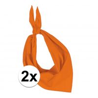 2x Zakdoek bandana oranje