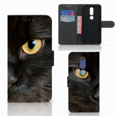 Nokia 7.1 Telefoonhoesje met Pasjes Zwarte Kat Nokia 7.1 Telefoonhoesje met Pasjes Zwarte Kat