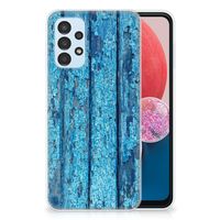 Samsung Galaxy A13 4G Bumper Hoesje Wood Blue - thumbnail