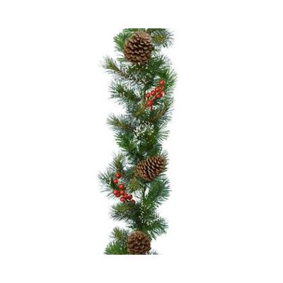 Everlands Kerstslinger guirl.bes l10b30h270 cm groen/wit