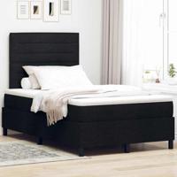vidaXL Boxspringbed met Matras & LED in het Zwart, 120 x 200 cm, Stof