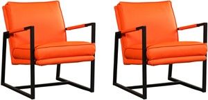 Set van 2 Oranje leren industriële design fauteuils Secret - Toledo Leer Orange (oranje leer)