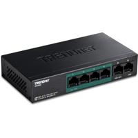 TRENDnet TPE-S50 6-Port Fast Ethernet PoE + -switch, 4 x Fast Ethernet PoE + poorten, 2 x Fast Ethernet-poorten, 60 W PoE Budget, Ethernet-netwerkschakelaar, metaal, zwart