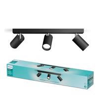 Philips Idris Spot - Spatwaterdicht IP44-5W - Zwart - Badkamerlamp - Drie lichtpunten - Alleen geschikt voor LED spots