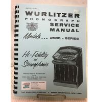 Wurlitzer 2500(S), 2504(S) And 2510(S) Jukebox Service Manual