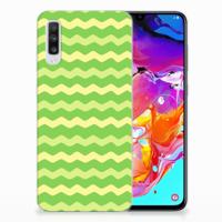 Samsung Galaxy A70 TPU bumper Waves Green