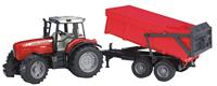 bruder 02045 - Massey Ferguson 7480 met kiepbak, trekker, kiepwagen, landbouwwagen, boerderij