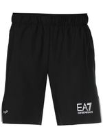 Ea7 Emporio Armani short de sport à logo imprimé - Noir - thumbnail