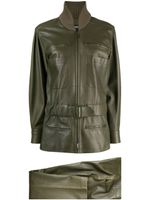 CHANEL Pre-Owned ensemble veste-pantalon en cuir (2001) - Vert