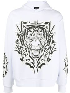 Plein Sport hoodie à imprimé graphique Thunder Tiger - Blanc