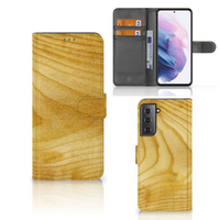 Samsung Galaxy S21 Plus Book Style Case Licht Hout - thumbnail