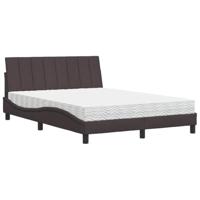 vidaXL Bed met matras stof donkerbruin 140x200 cm, slaapkamermeubilair, ledikant, bed met matras, bedbodem, tweepersoonsbed, paneelbed